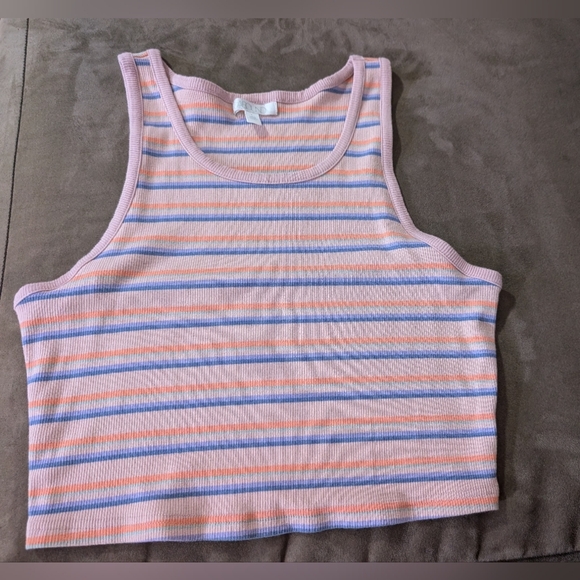 Abound Pink and Blue Fitted Crop Tank Top - Picture 2 of 4